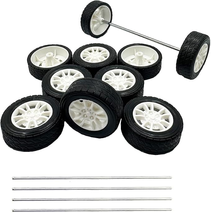 20mm Mini Rubber Tire Wheels with 2mm Steel Axles for DIY Robotics - Image 4
