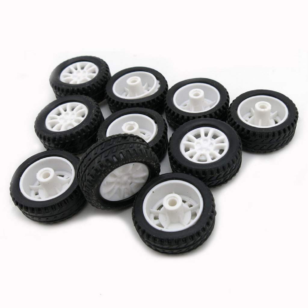 20mm Mini Rubber Tire Wheels with 2mm Steel Axles for DIY Robotics