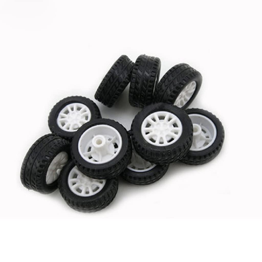 20mm Mini Rubber Tire Wheels with 2mm Steel Axles for DIY Robotics - Image 2