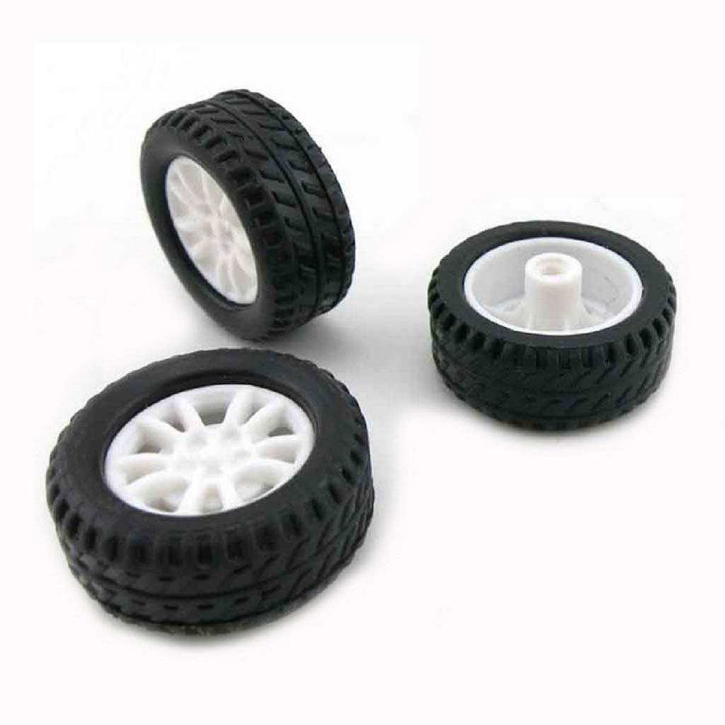 20mm Mini Rubber Tire Wheels with 2mm Steel Axles for DIY Robotics - Image 3
